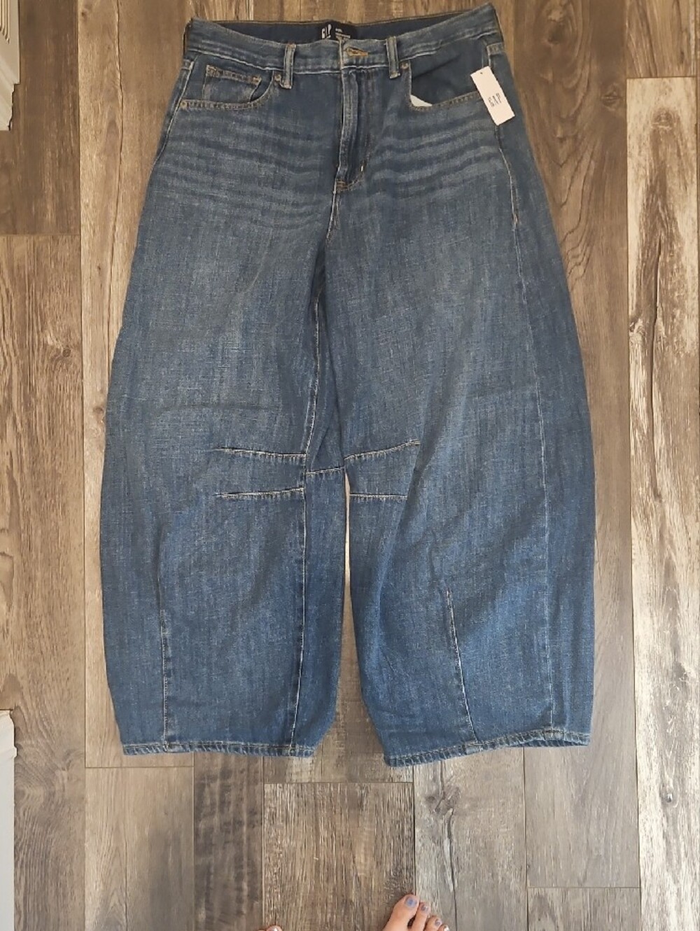 NWT GAP High Rise Horseshoe Crop Jeans in Blue Wash 8 Long 29 Long 8L Barrel - Picture 6 of 8